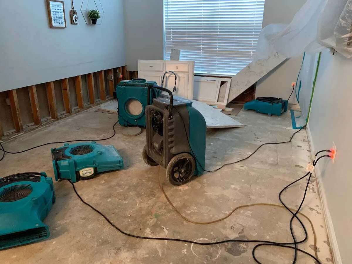 Dehumidifier in flood-cut room for Water Damage Restoration in El Monte